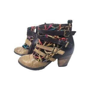 L’ARTISTE Redding Ankle Zip Bootie Multicolor Eu 38 US Size 7.5 Leather Strap